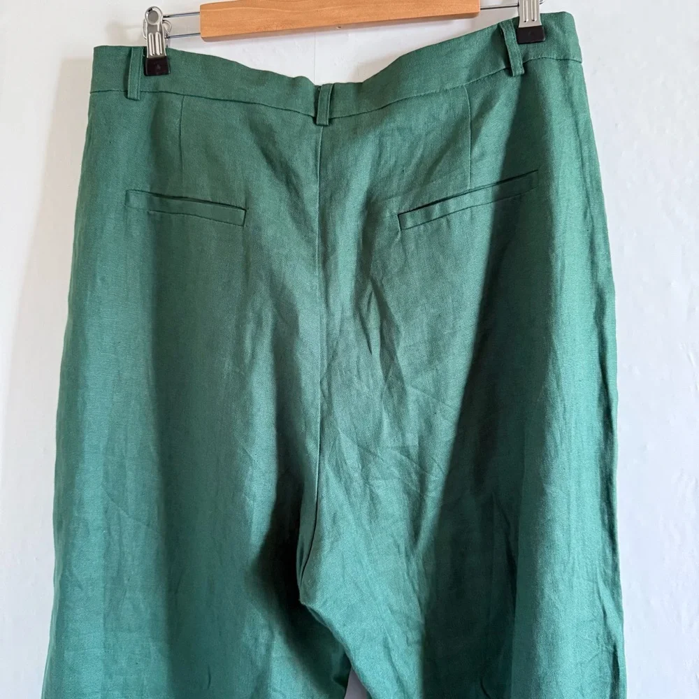 Reformation Green Linen Dress Pants Size 12